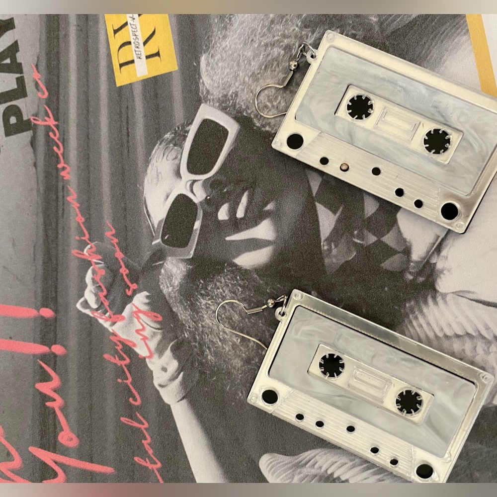 Cassette tape earrings retro 80s 90s novelty earrings nostalgic tape earrings